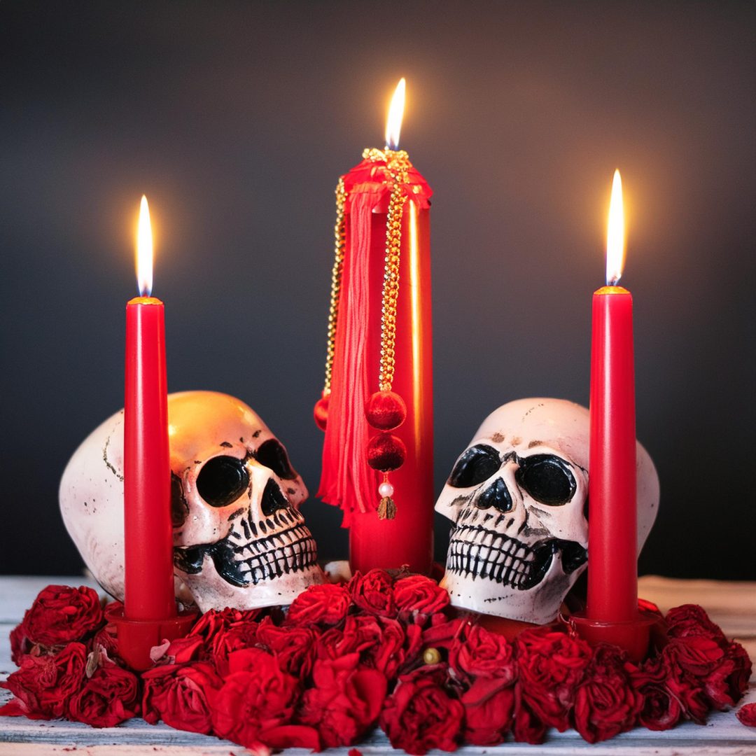 Firefly HAZME UN ALTAR DE LOS QUE USAN PARA HACER AMARRES, CON CALAVERAS Y DOS VELAS ROJAS CON LA FO